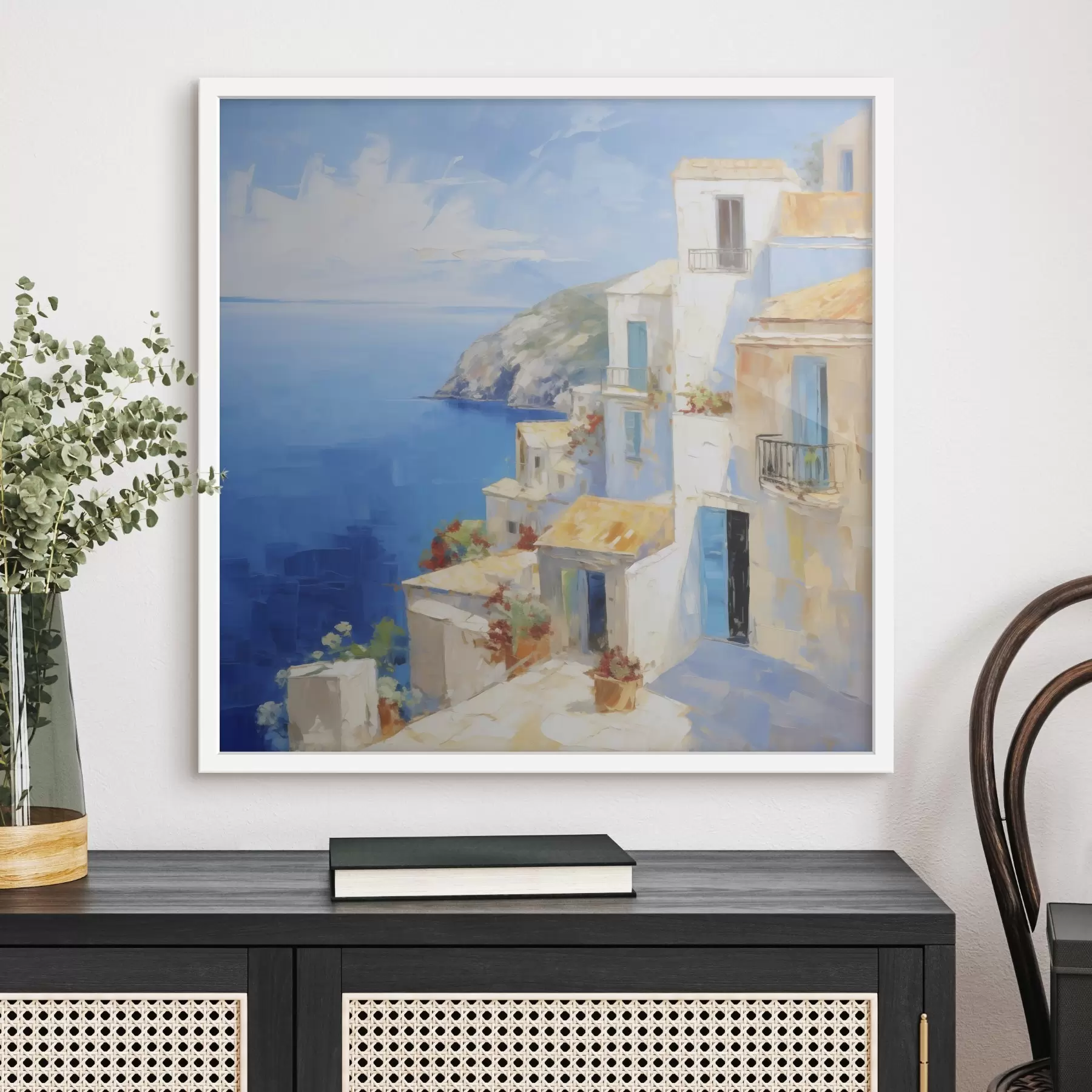 Fototapete Stadt am Meer – Gemäldeimitation f49590