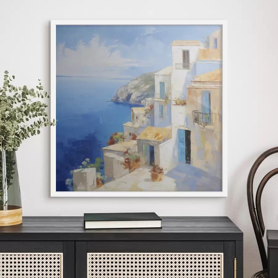 Fototapete Stadt am Meer – Gemäldeimitation f49590