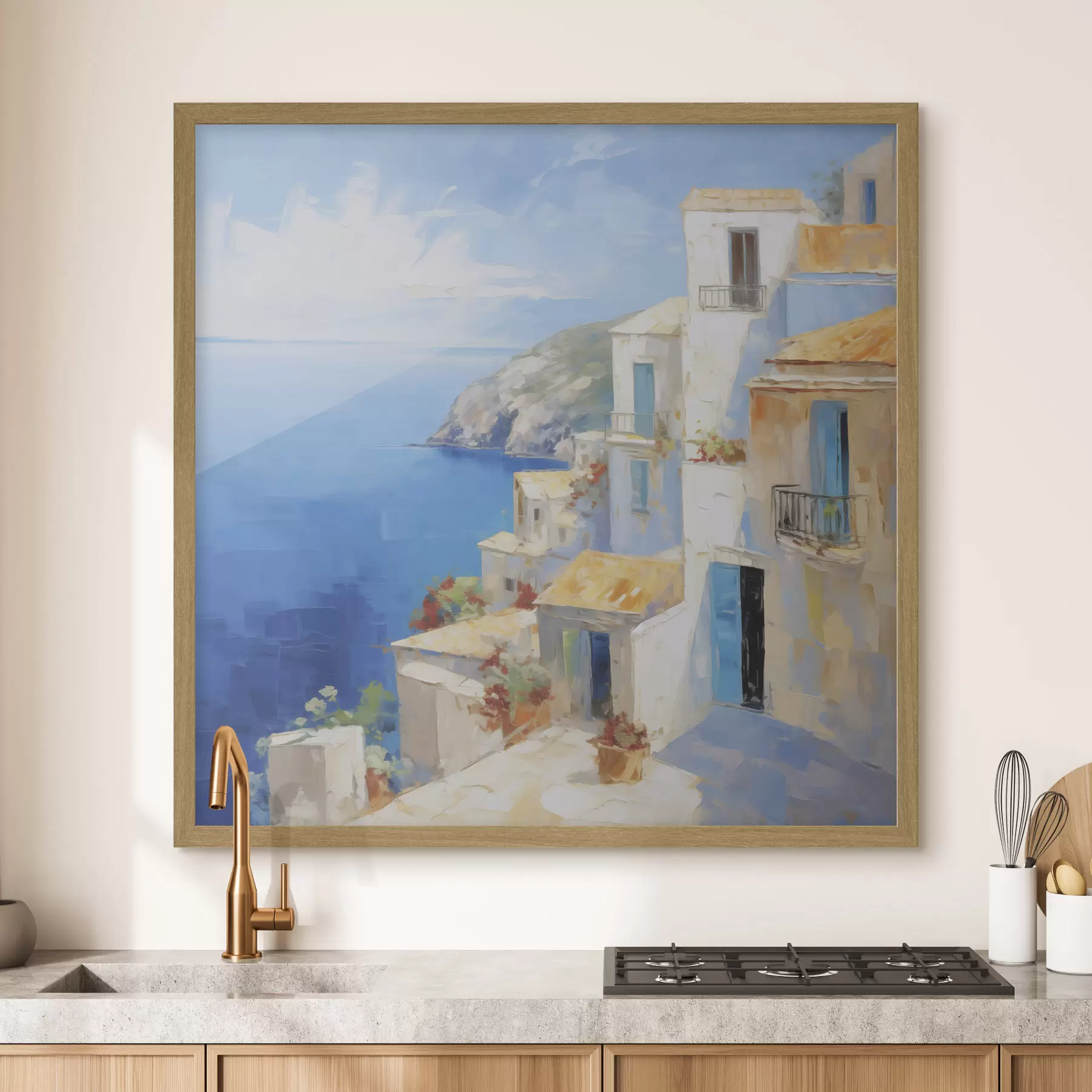 Fototapete Stadt am Meer – Gemäldeimitation f49590