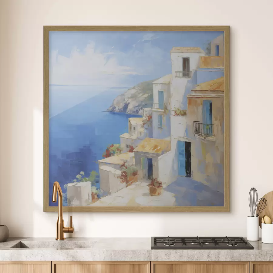 Fototapete Stadt am Meer – Gemäldeimitation f49590