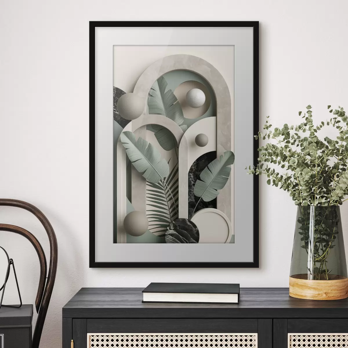 Poster Komposition mit botanischen Bögen f49515