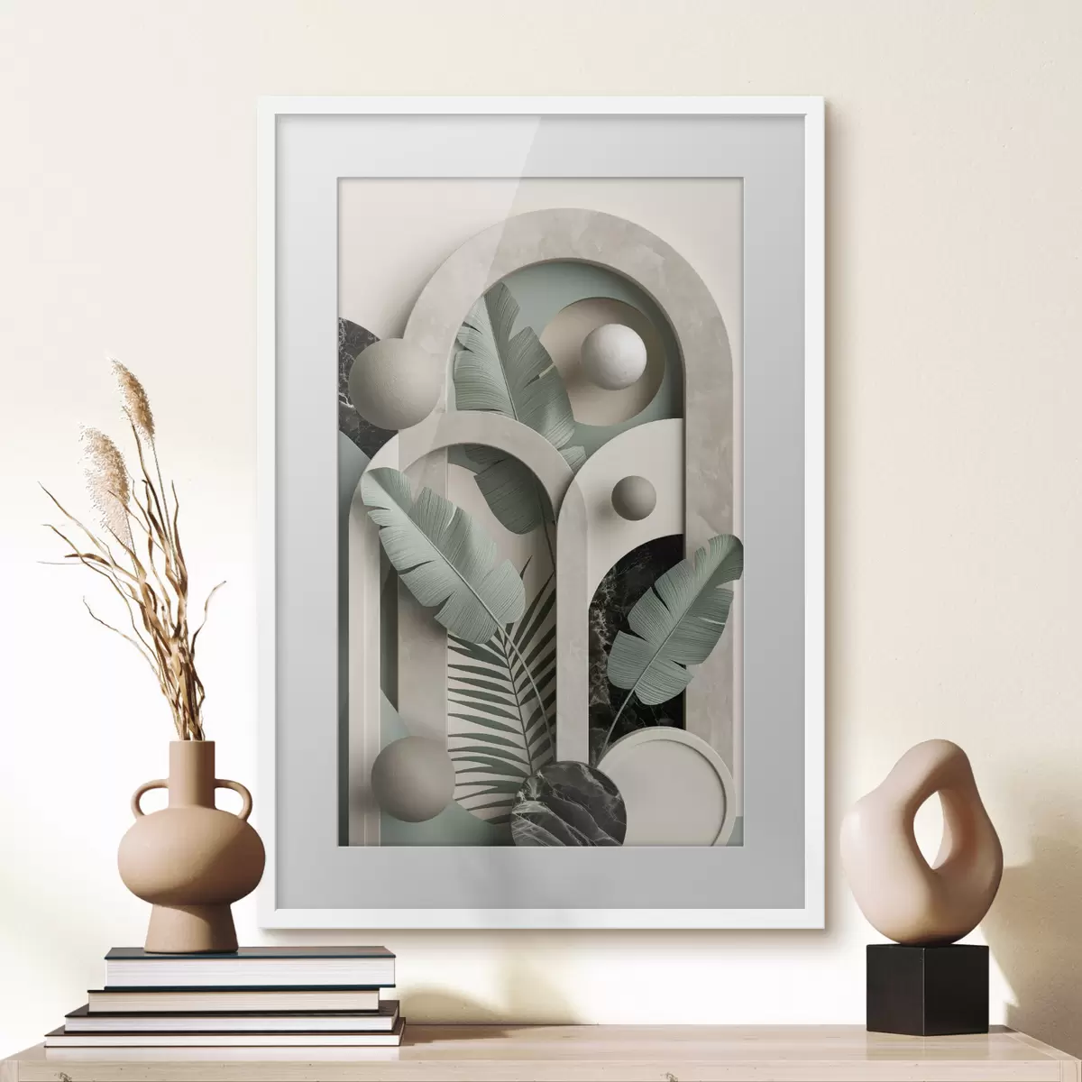 Poster Komposition mit botanischen Bögen f49515