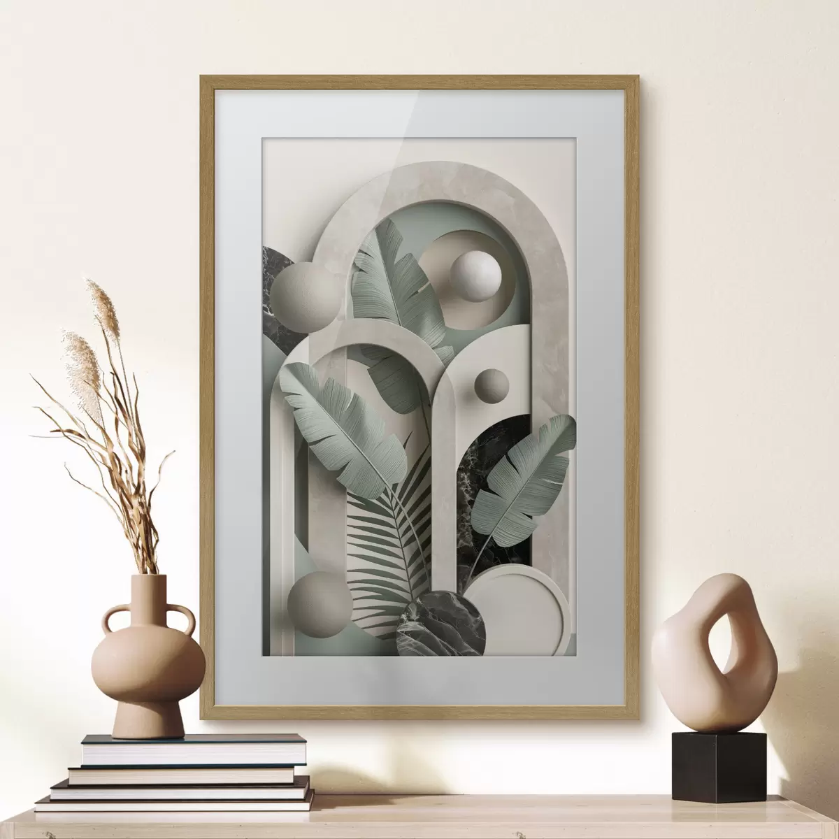 Poster Komposition mit botanischen Bögen f49515