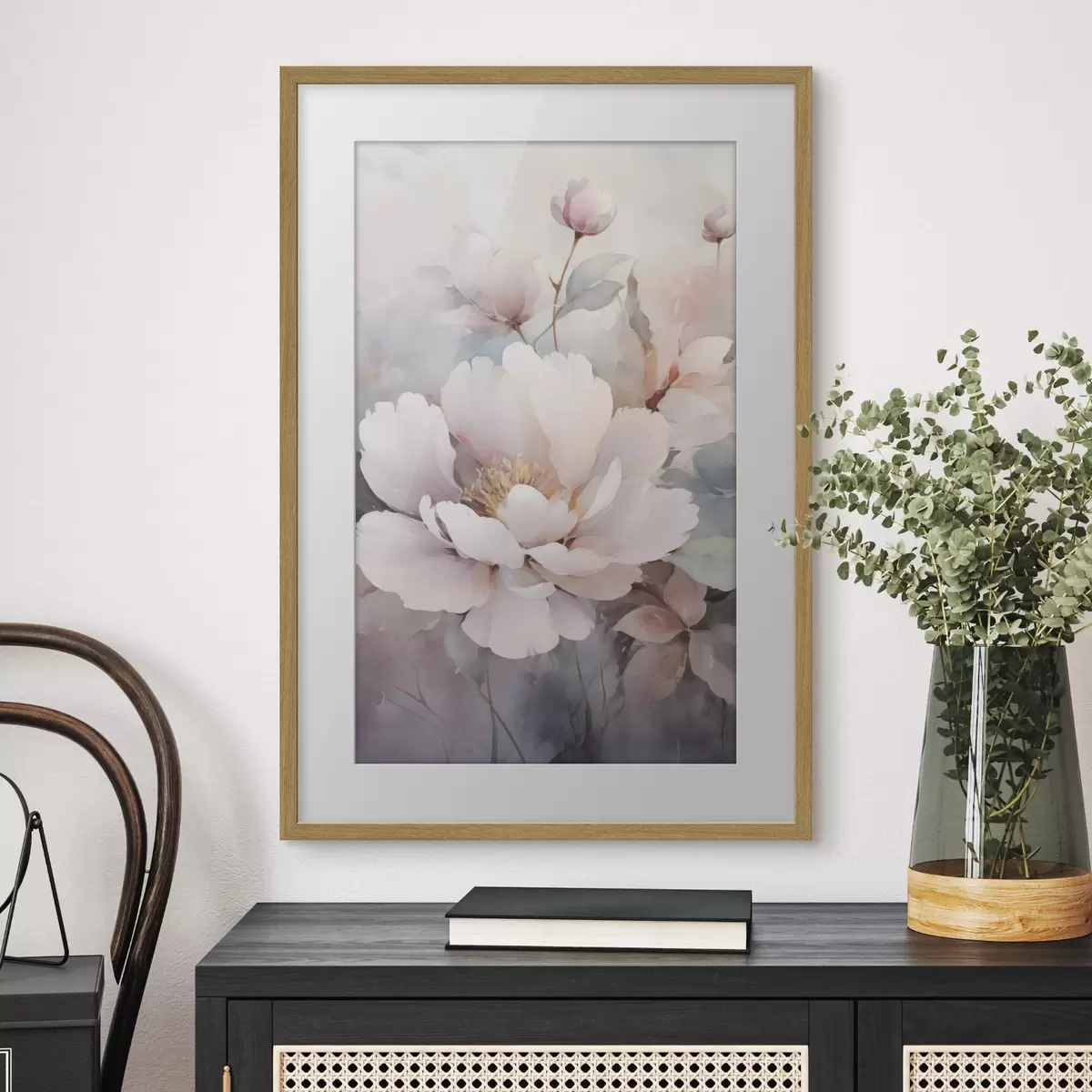 Poster Luftige Blumen in hellen Farbtönen f49376