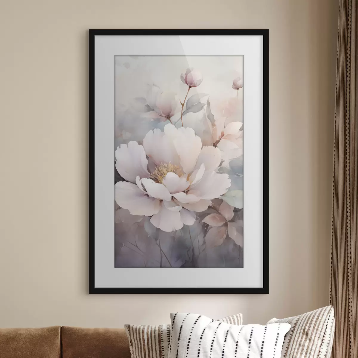 Poster Luftige Blumen in hellen Farbtönen f49376