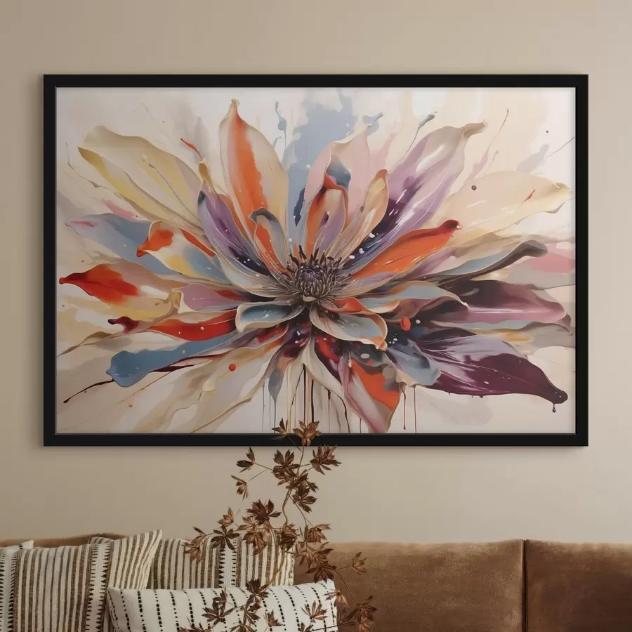 Fototapete Abstrakte Blume mit leuchtend bunten Blütenblättern f49358