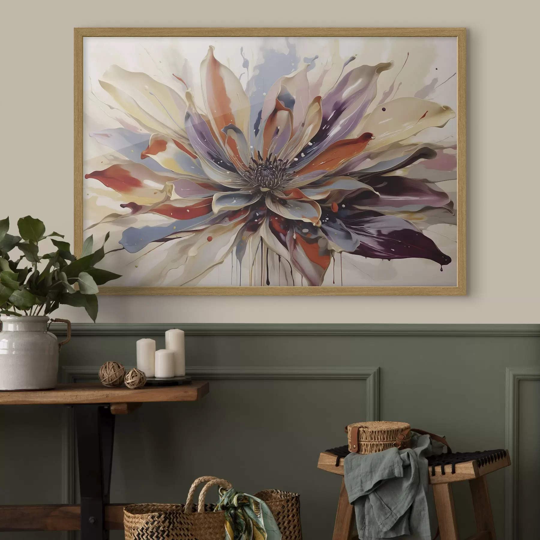 Fototapete Abstrakte Blume mit leuchtend bunten Blütenblättern f49358