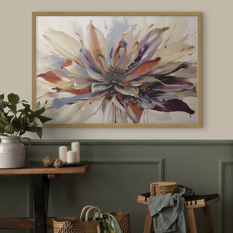Fototapete Abstrakte Blume mit leuchtend bunten Blütenblättern f49358