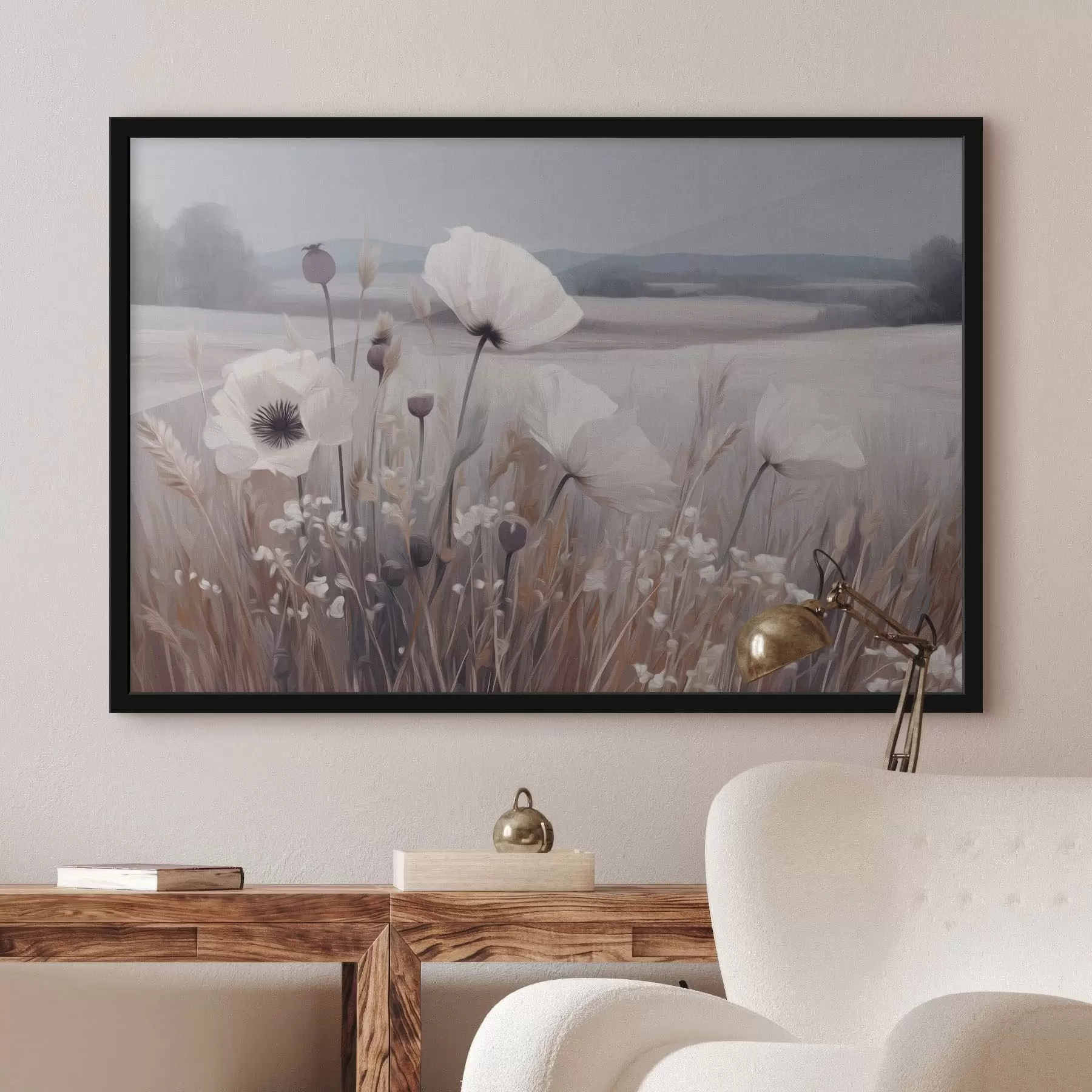 Fototapete Zarte Wildblumen in einer ruhigen Landschaft f49680