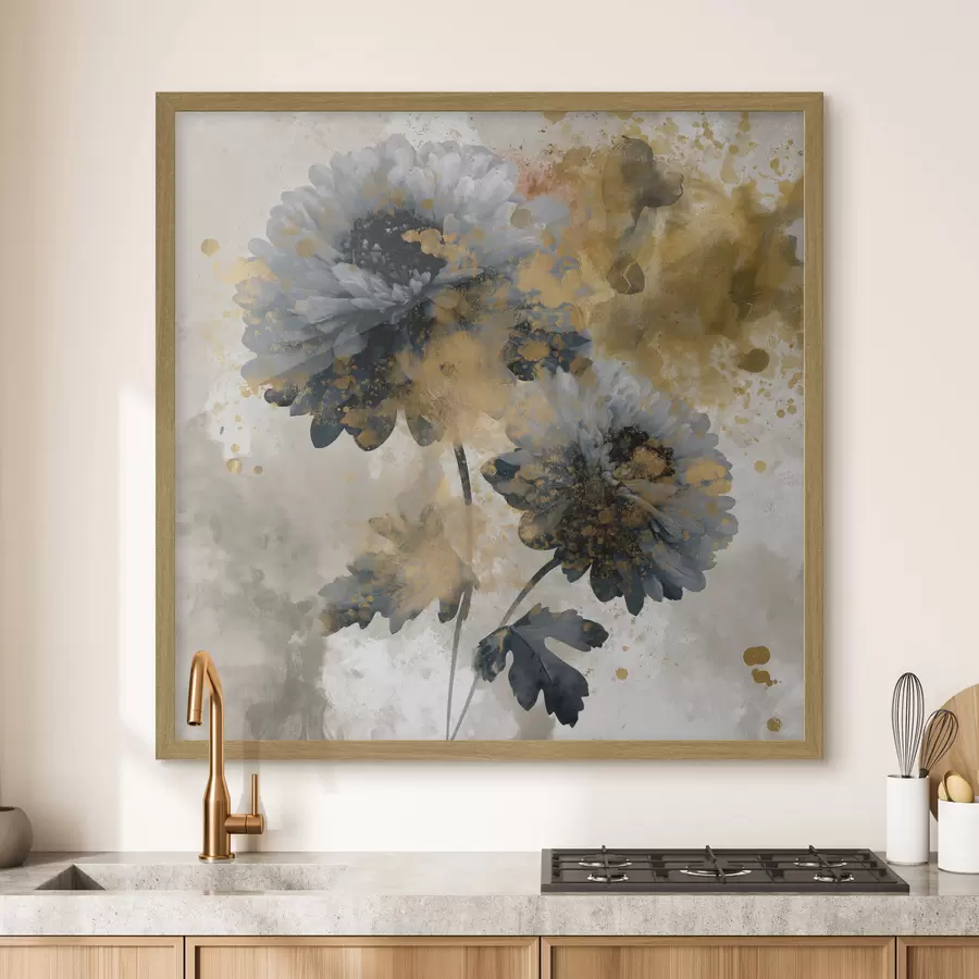 Fototapete Stilisierte Blumen mit dekorativen Spritzern f49693