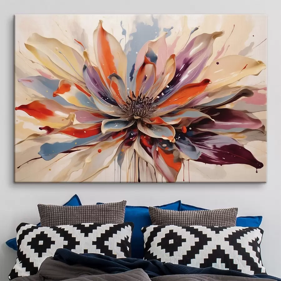 Fototapete Abstrakte Blume mit leuchtend bunten Blütenblättern s49358