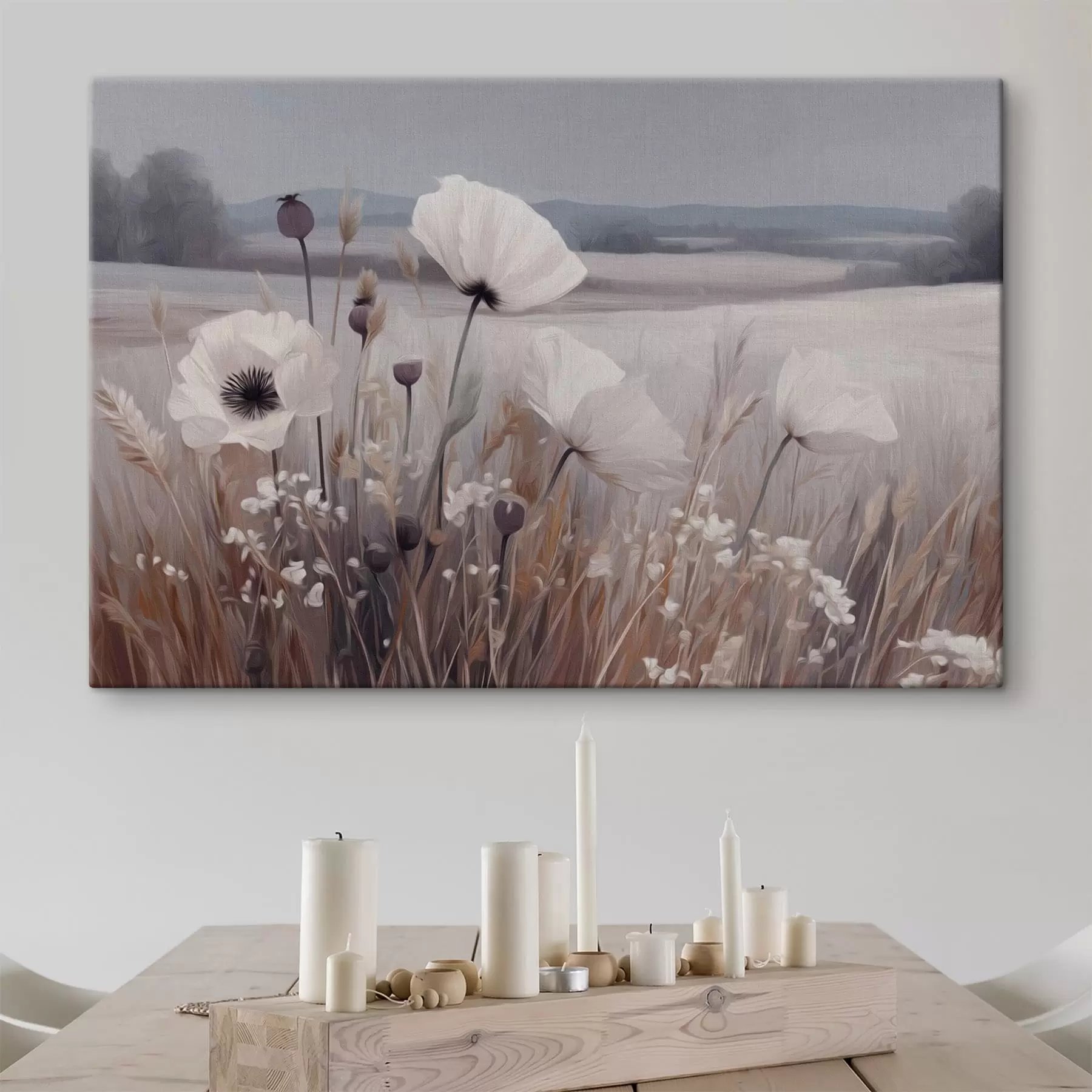 Fototapete Zarte Wildblumen in einer ruhigen Landschaft s49680
