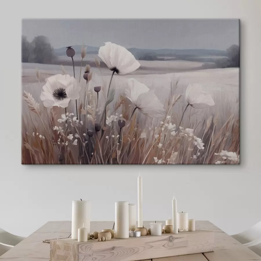 Fototapete Zarte Wildblumen in einer ruhigen Landschaft s49680