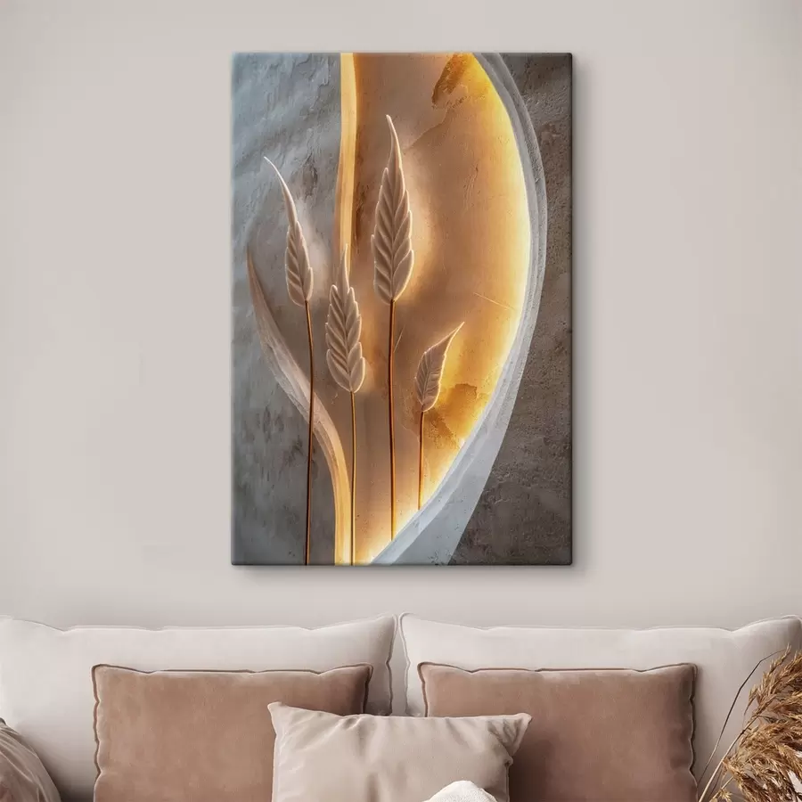Fototapete Dekorative Blätter mit warmer Hintergrundbeleuchtung s49681