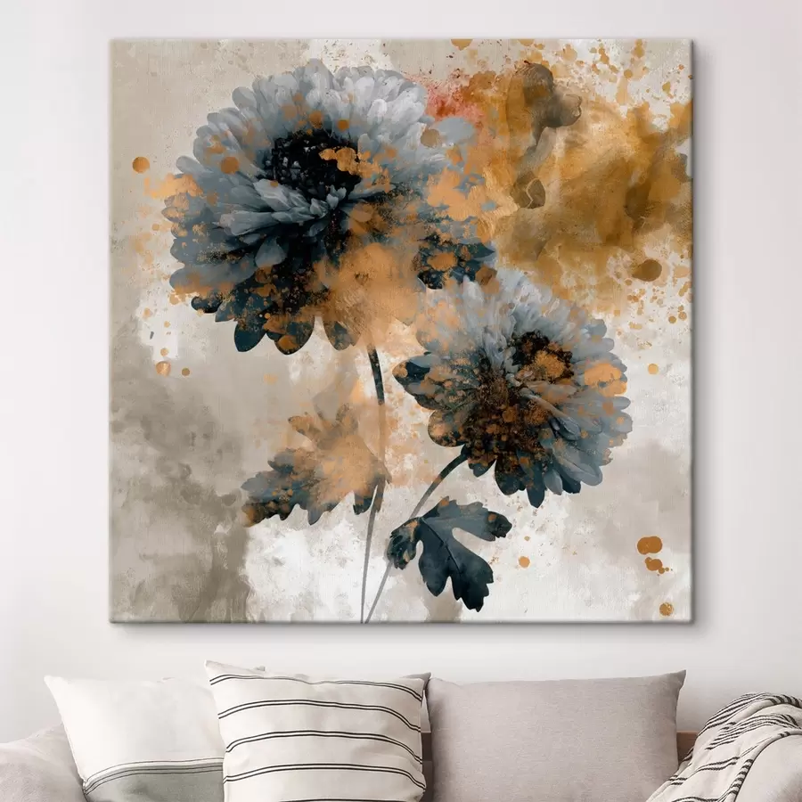 Fototapete Stilisierte Blumen mit dekorativen Spritzern s49693