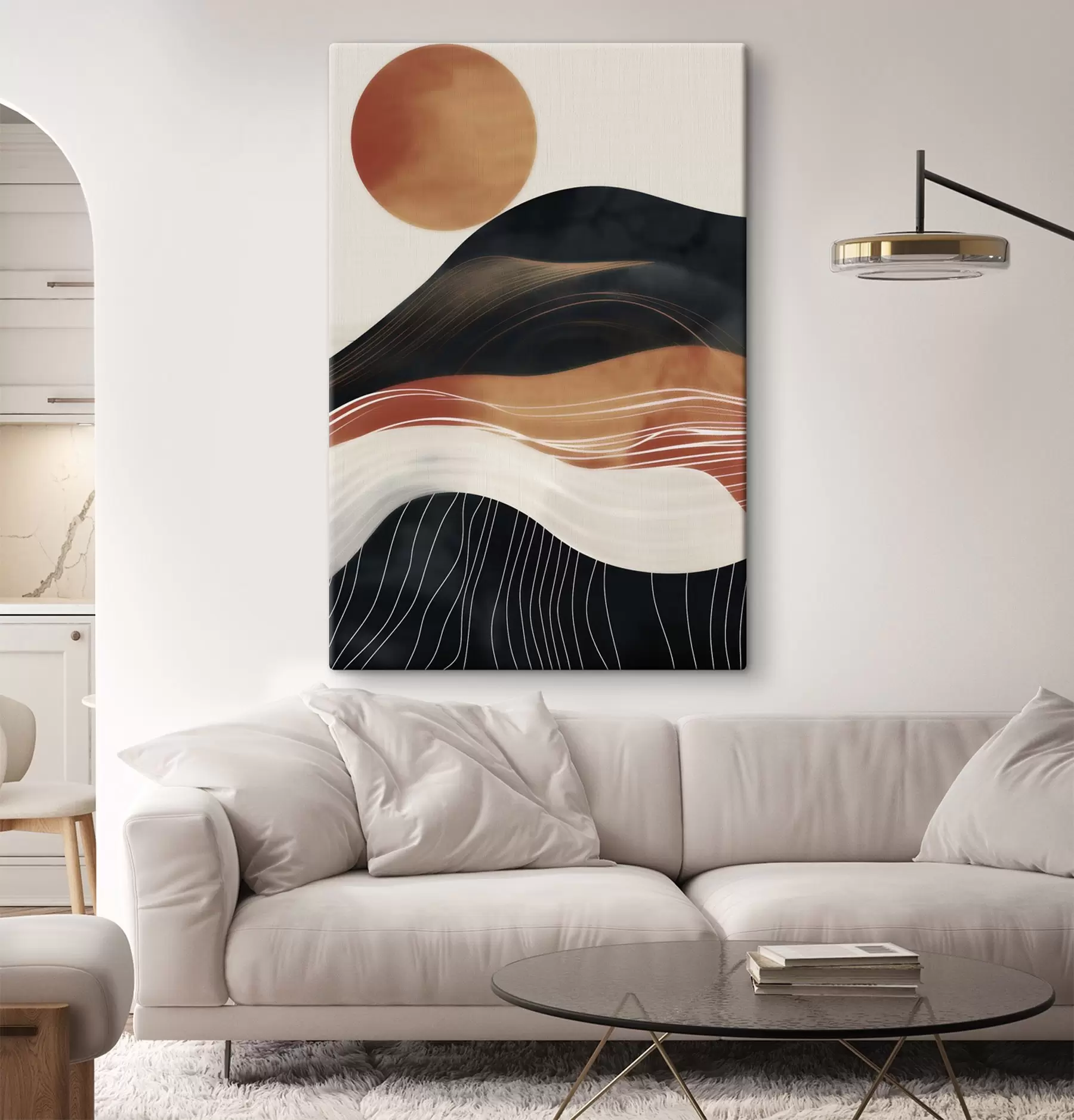 Fototapete Abstrakte Landschaft mit Sonne s49741