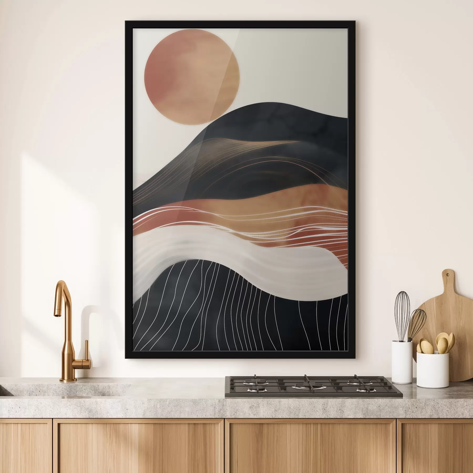 Fototapete Abstrakte Landschaft mit Sonne f49741