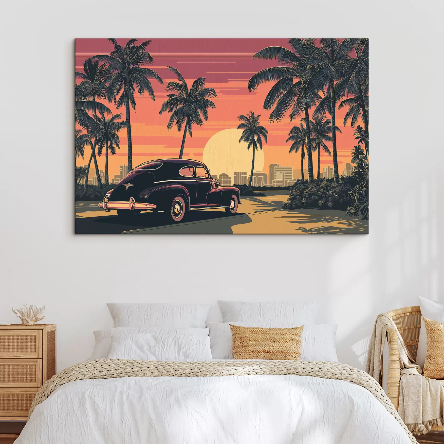 Fototapete Oldtimer mit Palmen s49833