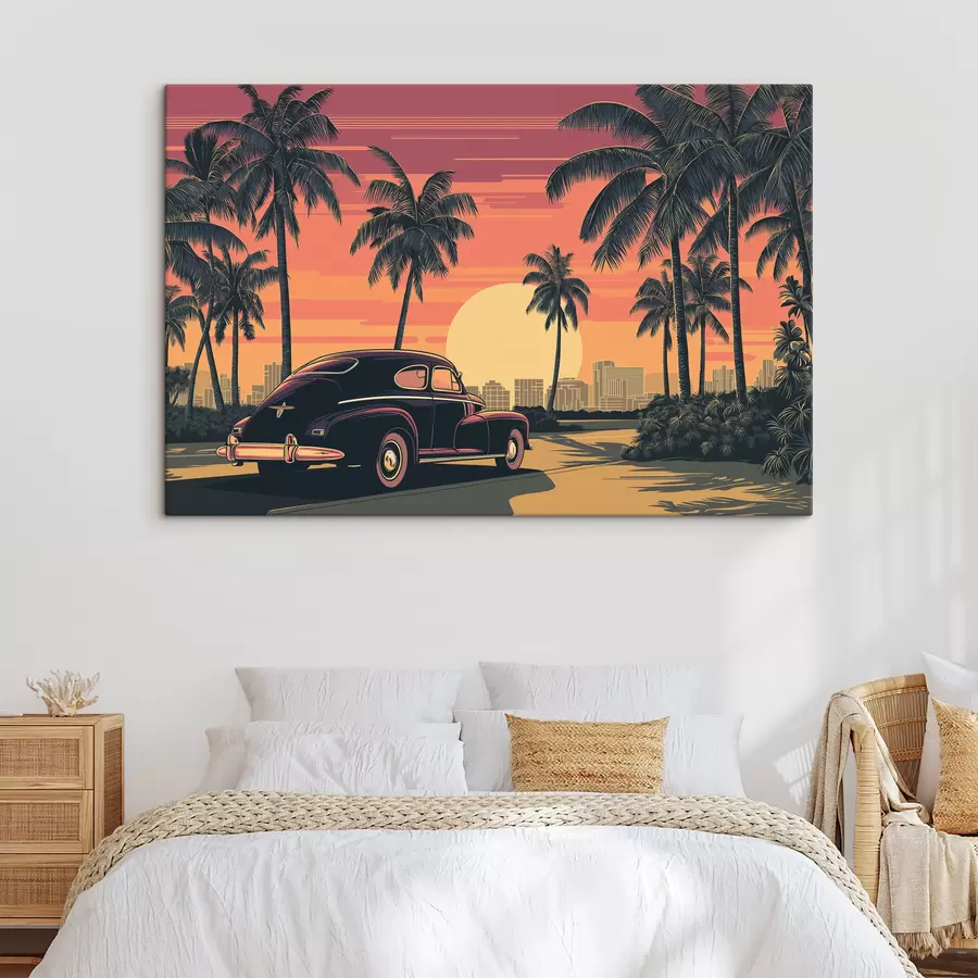 Fototapete Oldtimer mit Palmen s49833