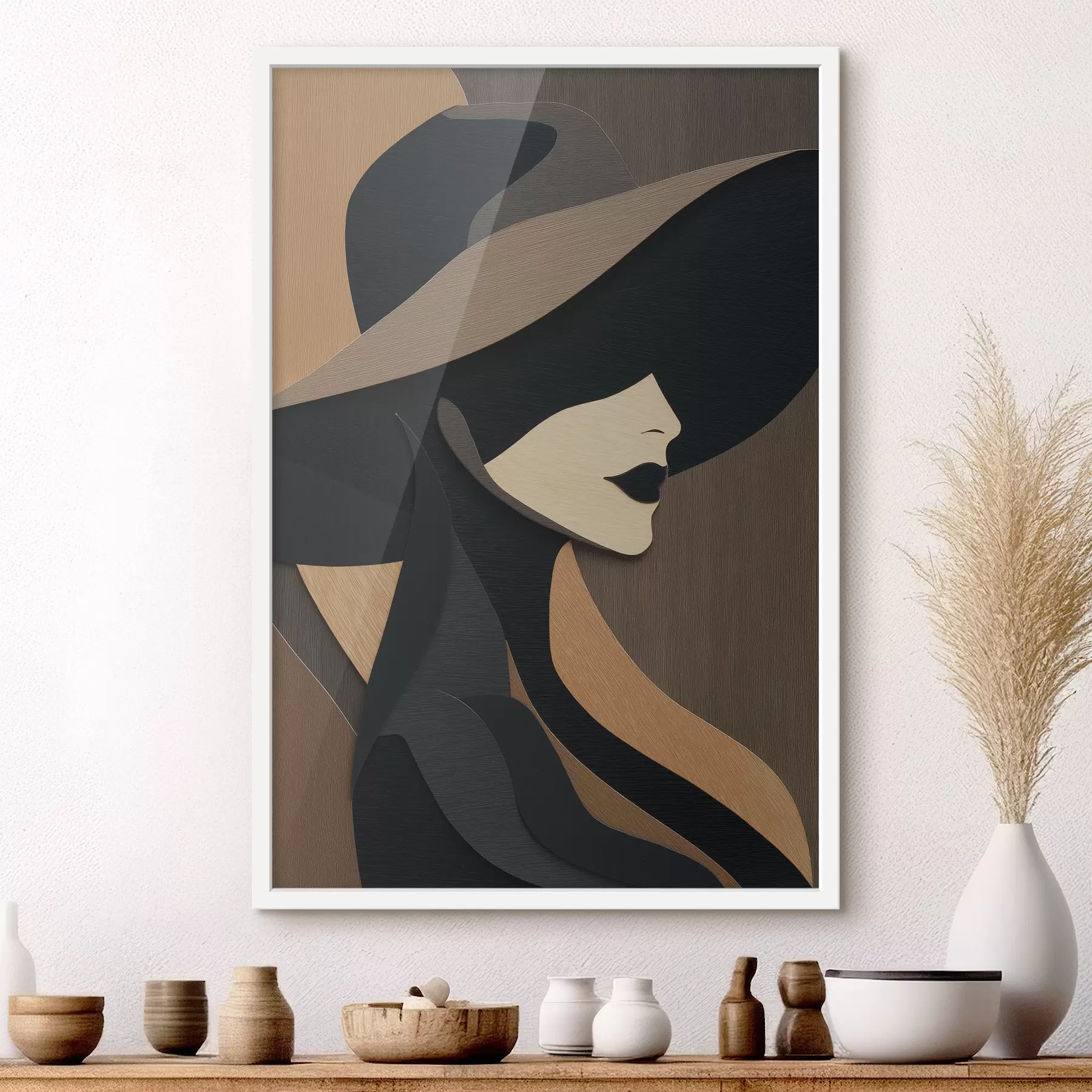 Fototapete Silhouette einer Frau mit Hut f49824