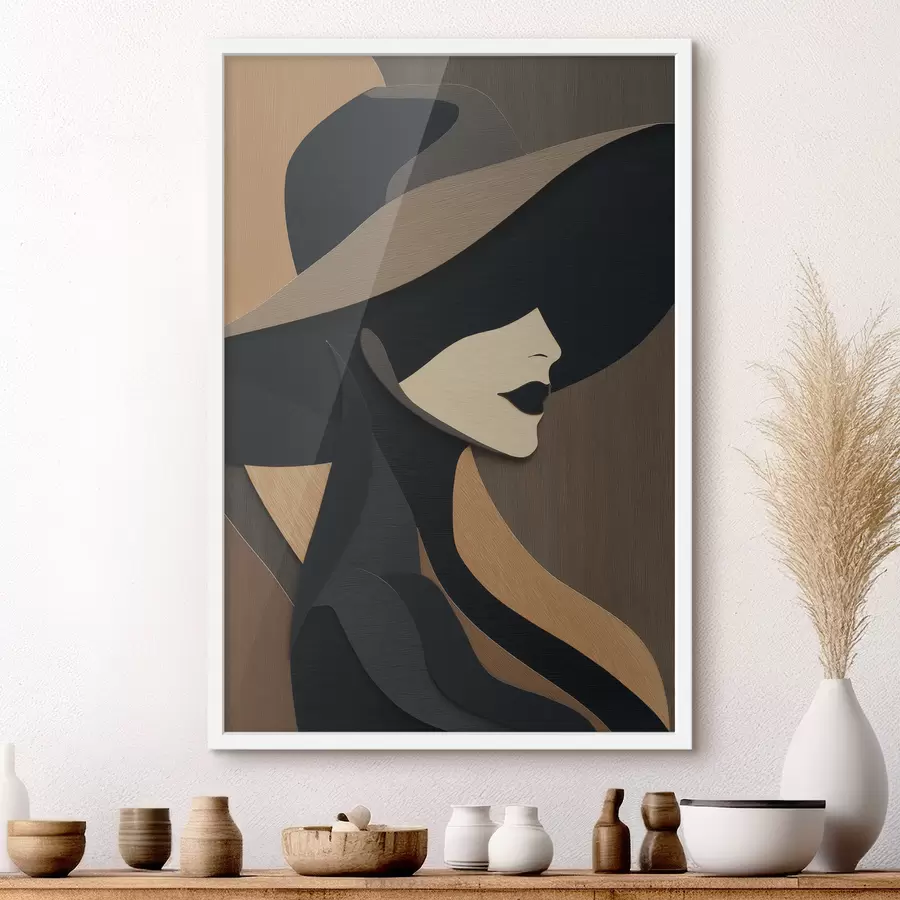 Fototapete Silhouette einer Frau mit Hut f49824