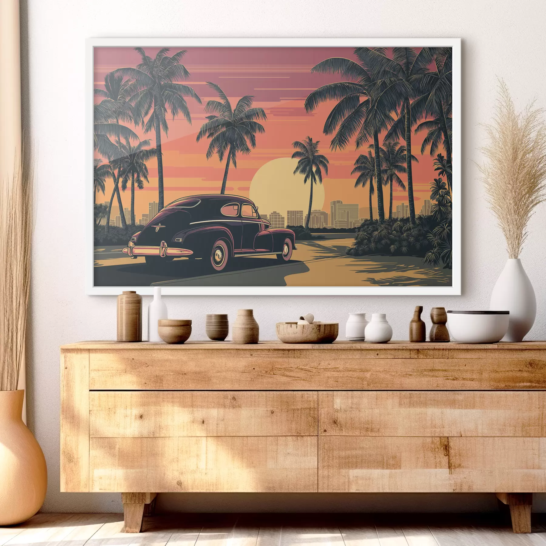 Fototapete Oldtimer mit Palmen f49833