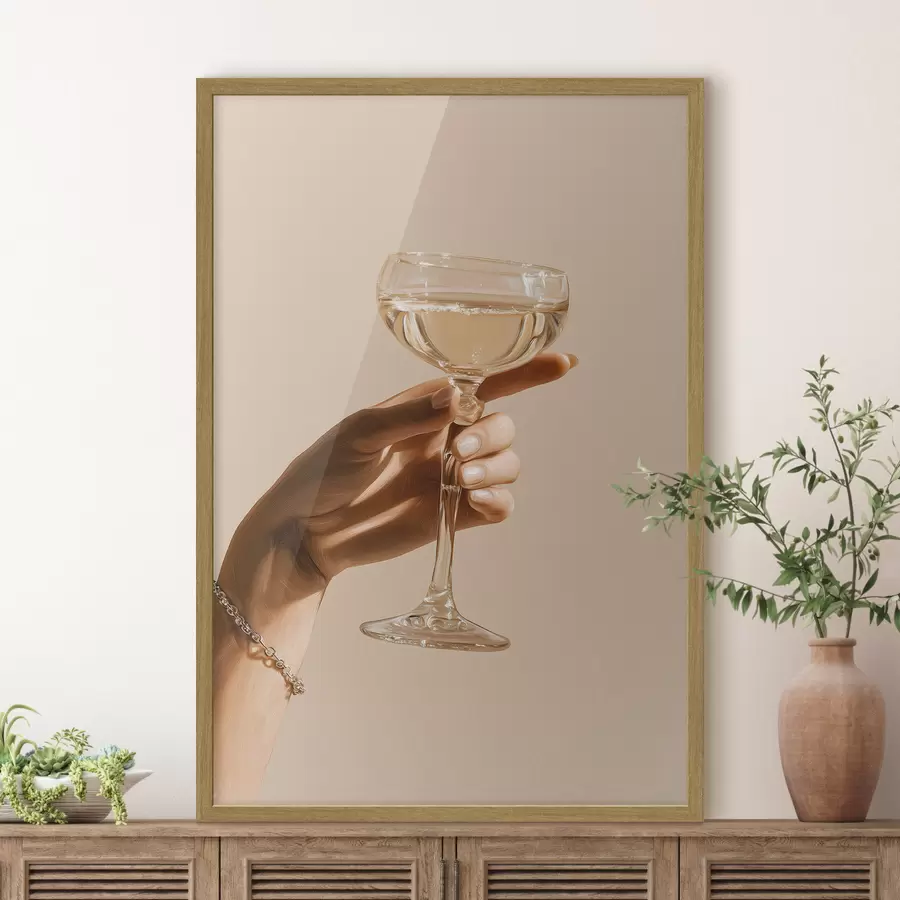 Fototapete Ein Glas in der Hand f49804