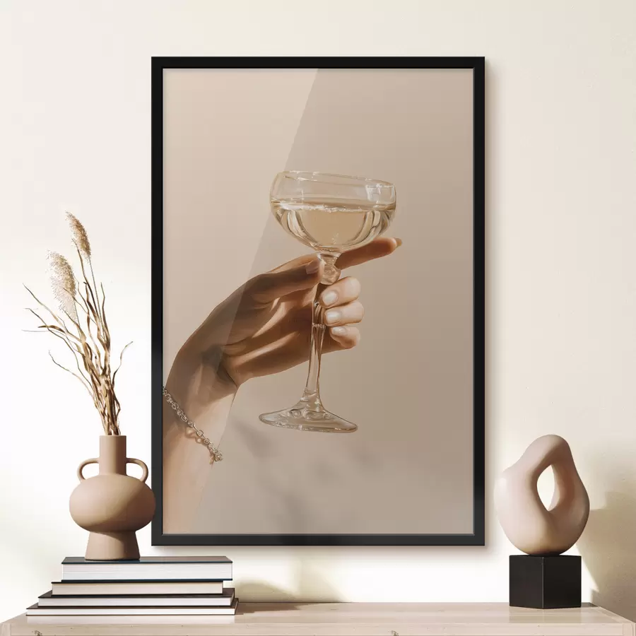 Fototapete Ein Glas in der Hand f49804