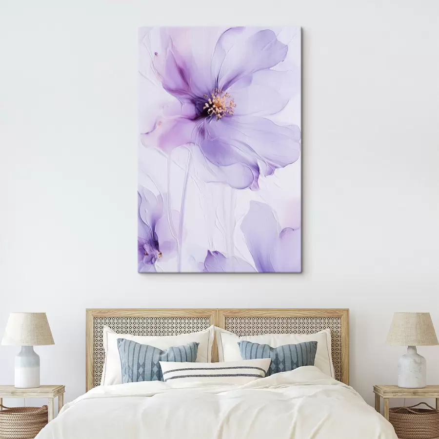 Fototapete Zarte Blumen mit filigranen Details und einem strukturierten weißen Hintergrund s49761