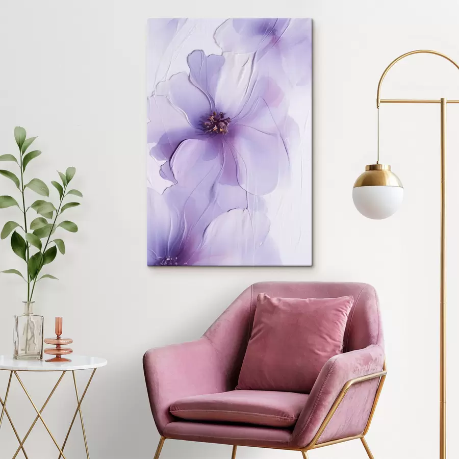 Fototapete Zarte Blumen mit filigranen Details und einem strukturierten weißen Hintergrund s49762