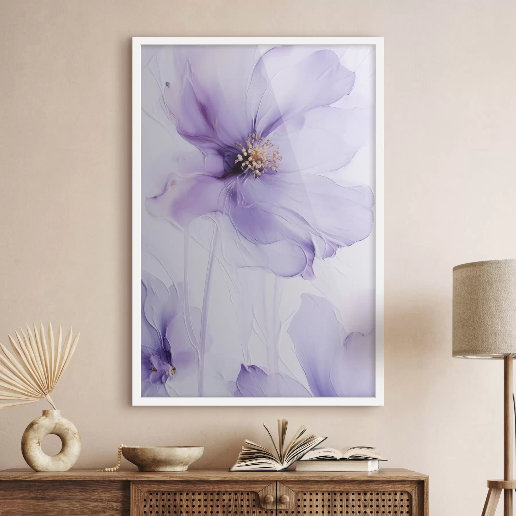 Fototapete Zarte Blumen mit filigranen Details und einem strukturierten weißen Hintergrund f49761