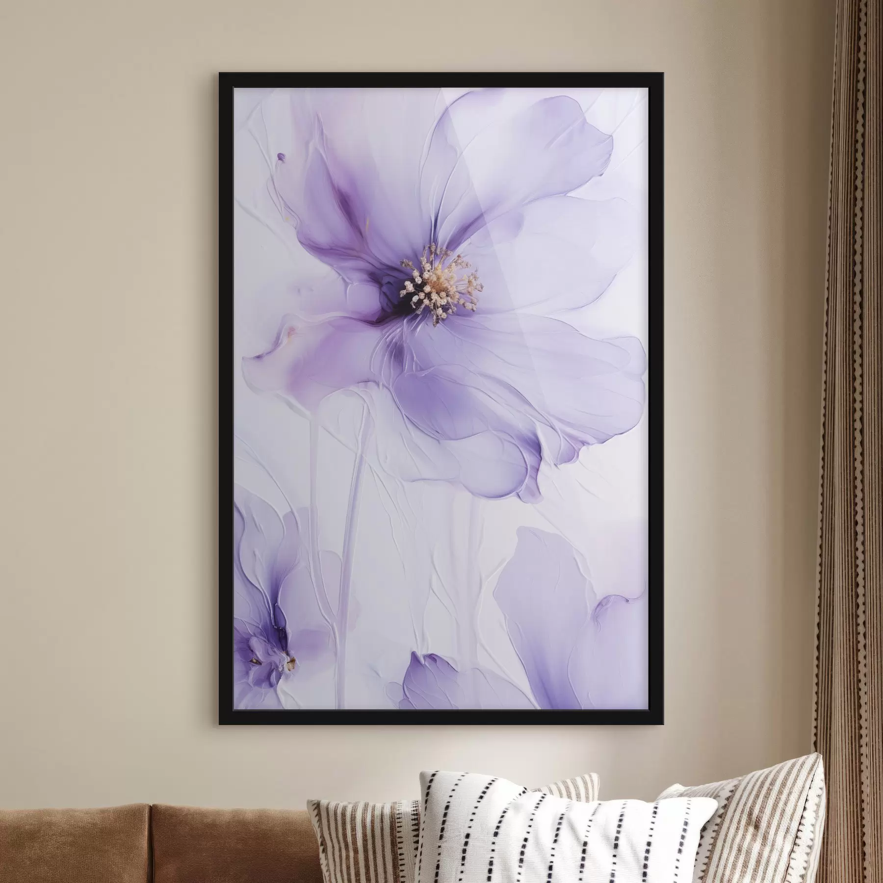 Fototapete Zarte Blumen mit filigranen Details und einem strukturierten weißen Hintergrund f49761