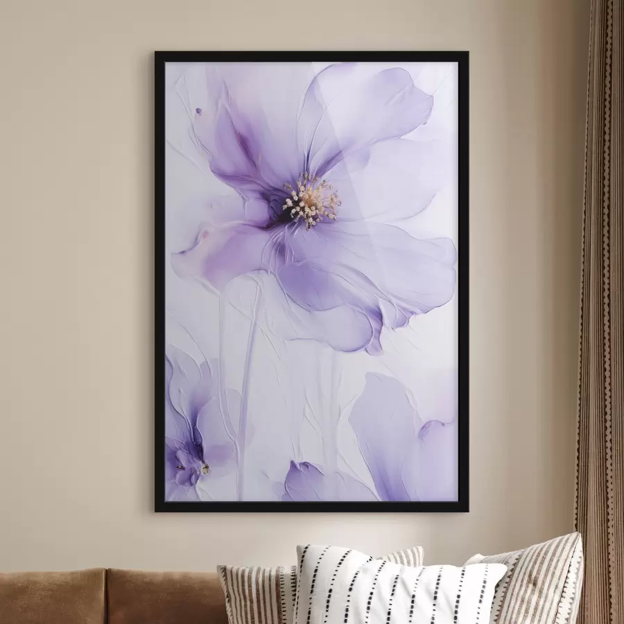 Fototapete Zarte Blumen mit filigranen Details und einem strukturierten weißen Hintergrund f49761