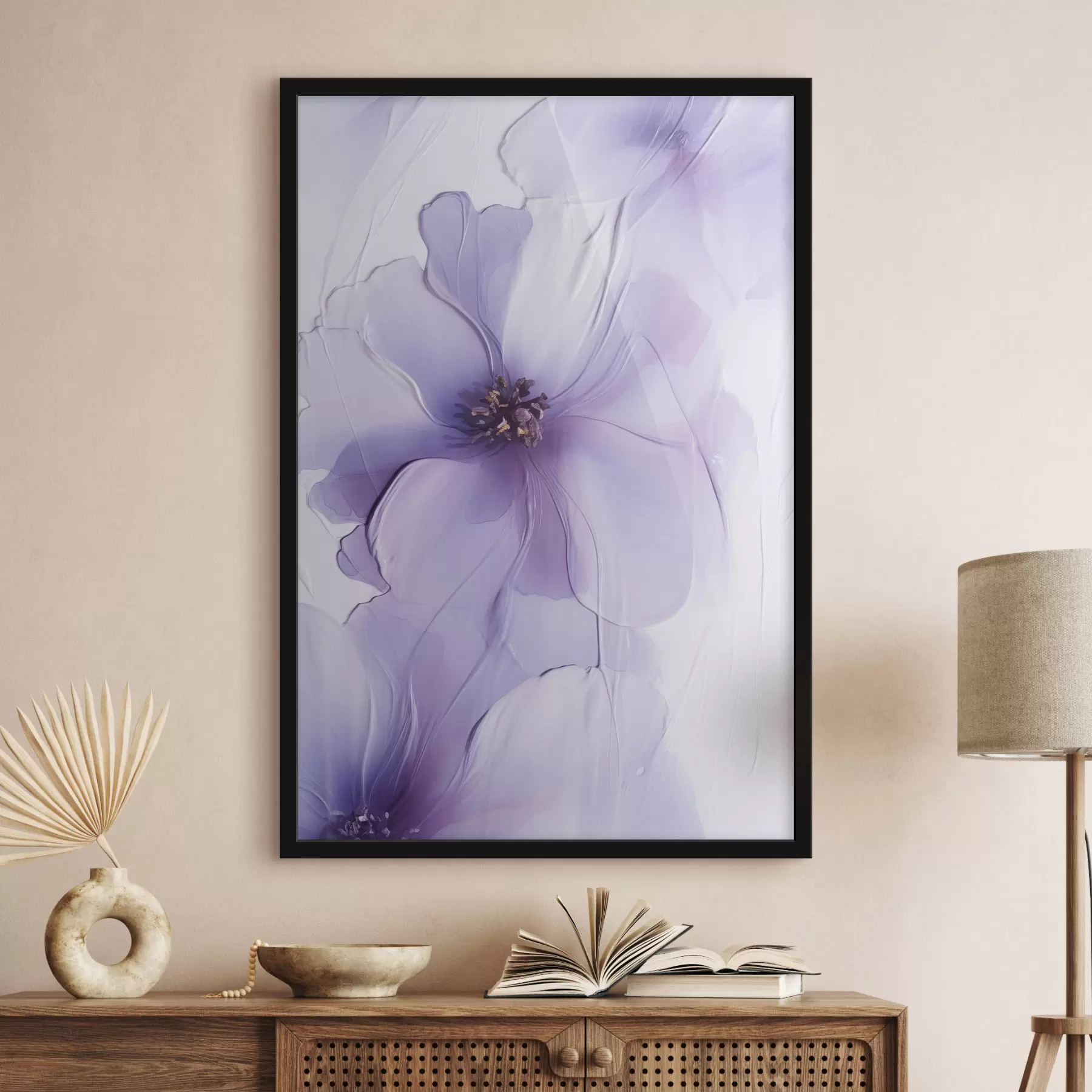 Fototapete Zarte Blumen mit filigranen Details und einem strukturierten weißen Hintergrund f49762