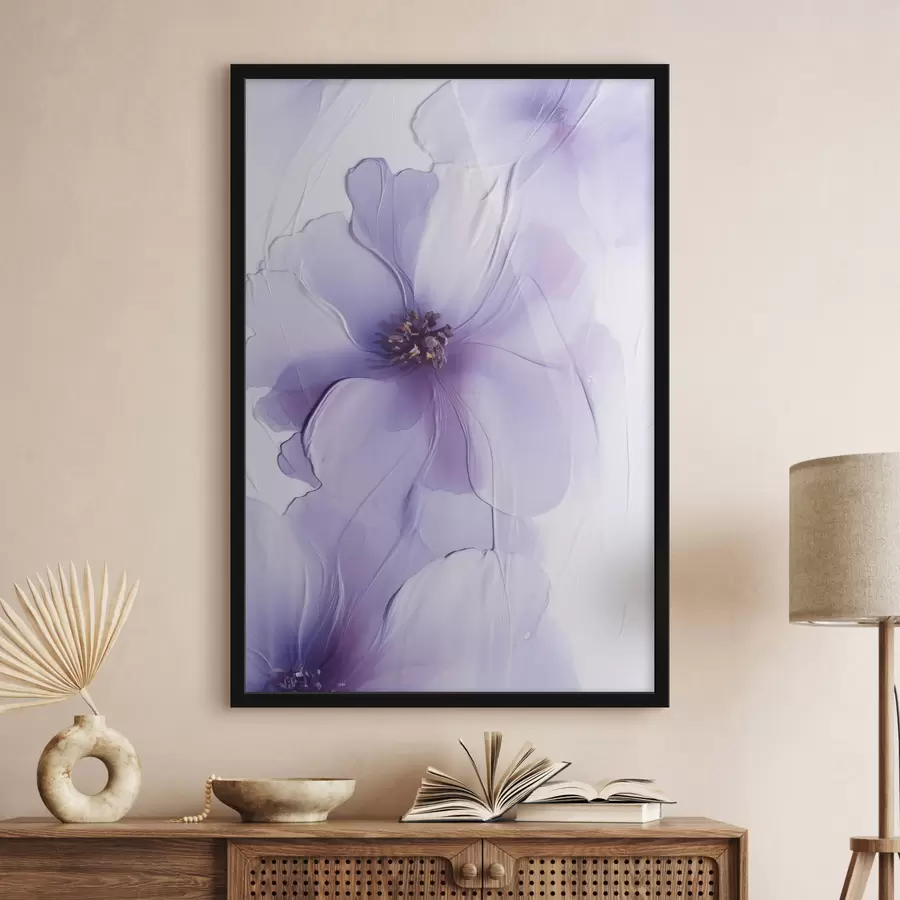 Fototapete Zarte Blumen mit filigranen Details und einem strukturierten weißen Hintergrund f49762