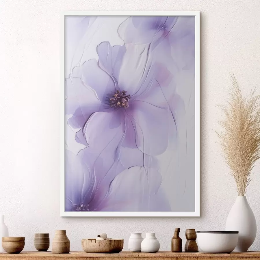 Fototapete Zarte Blumen mit filigranen Details und einem strukturierten weißen Hintergrund f49762