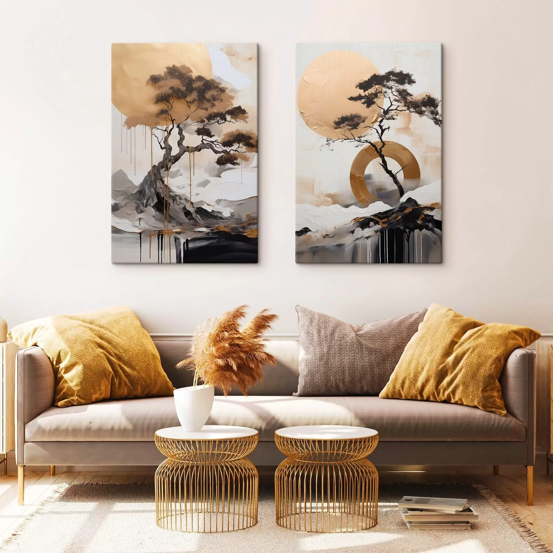 Fototapete Dekorativer Bonsai-Baum, abstrakte Malerei m30688