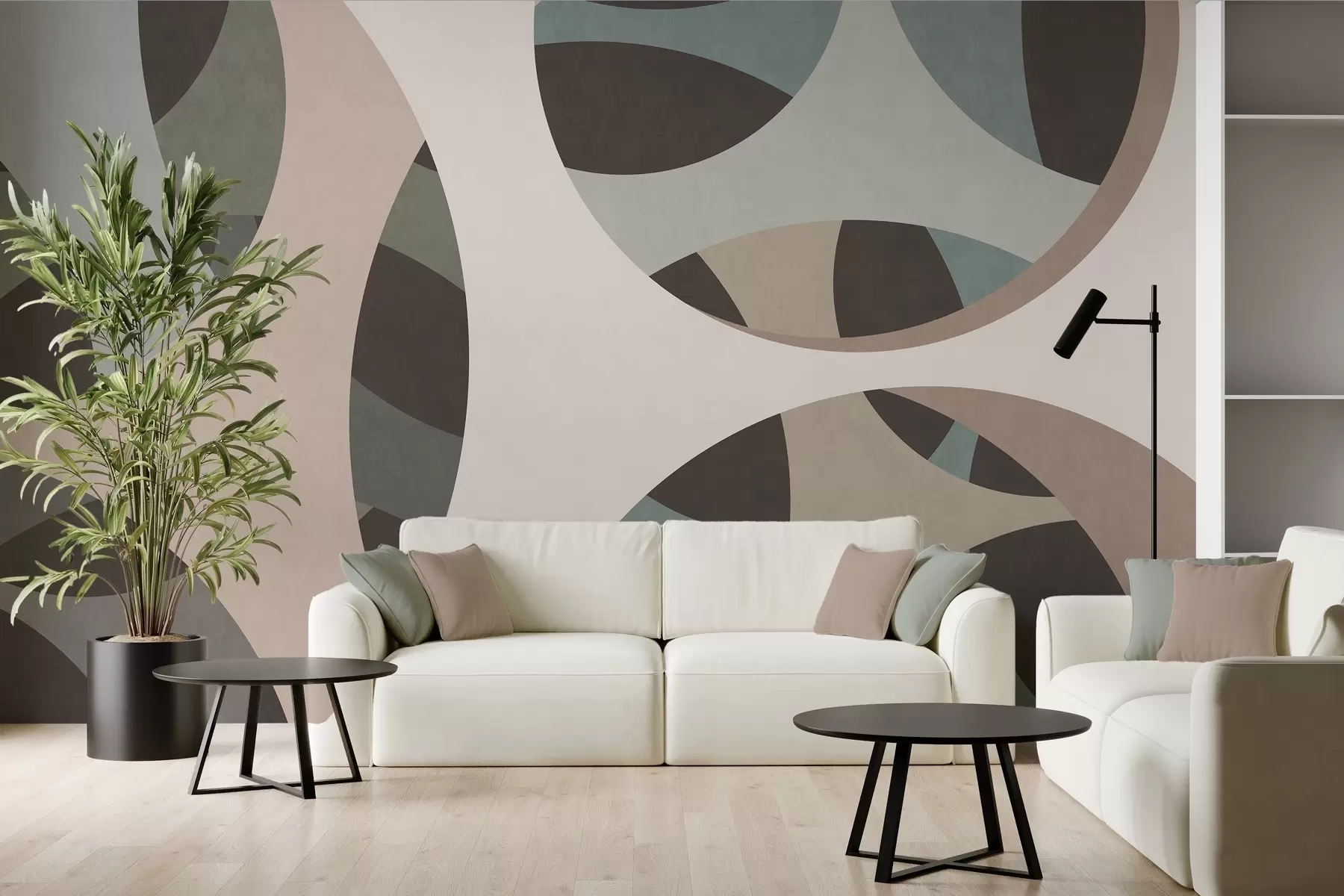 Fototapete zeitgenössische abstrakte Texturkunst in Beige- und Naturtönen w05751v1