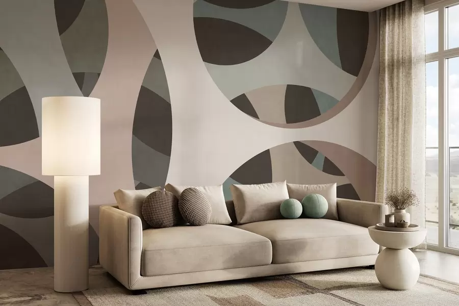 Fototapete zeitgenössische abstrakte Texturkunst in Beige- und Naturtönen w05751v1