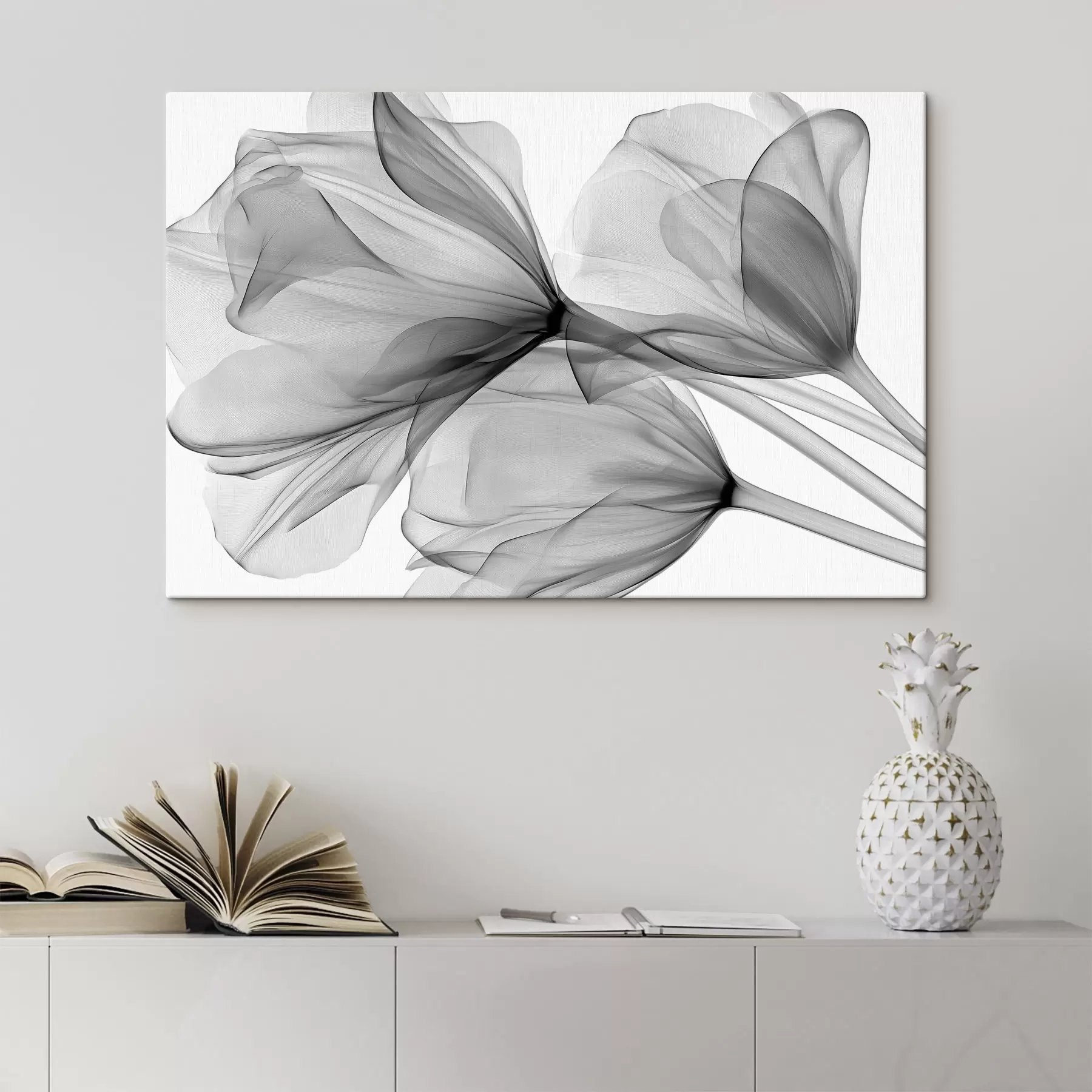 Fototapete Schwarz-weiße Tulpen im Röntgenstil s49892