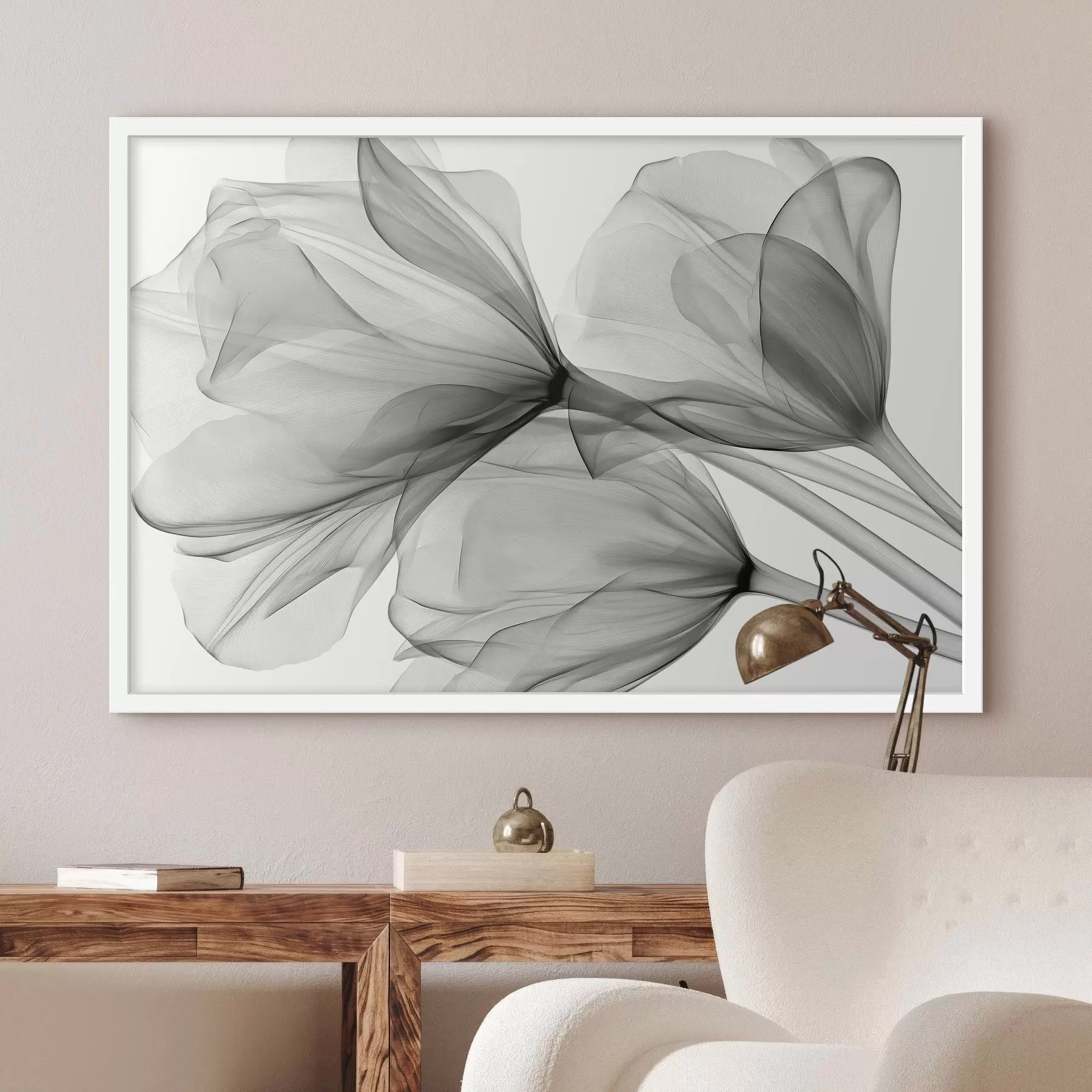 Fototapete Schwarz-weiße Tulpen im Röntgenstil f49892