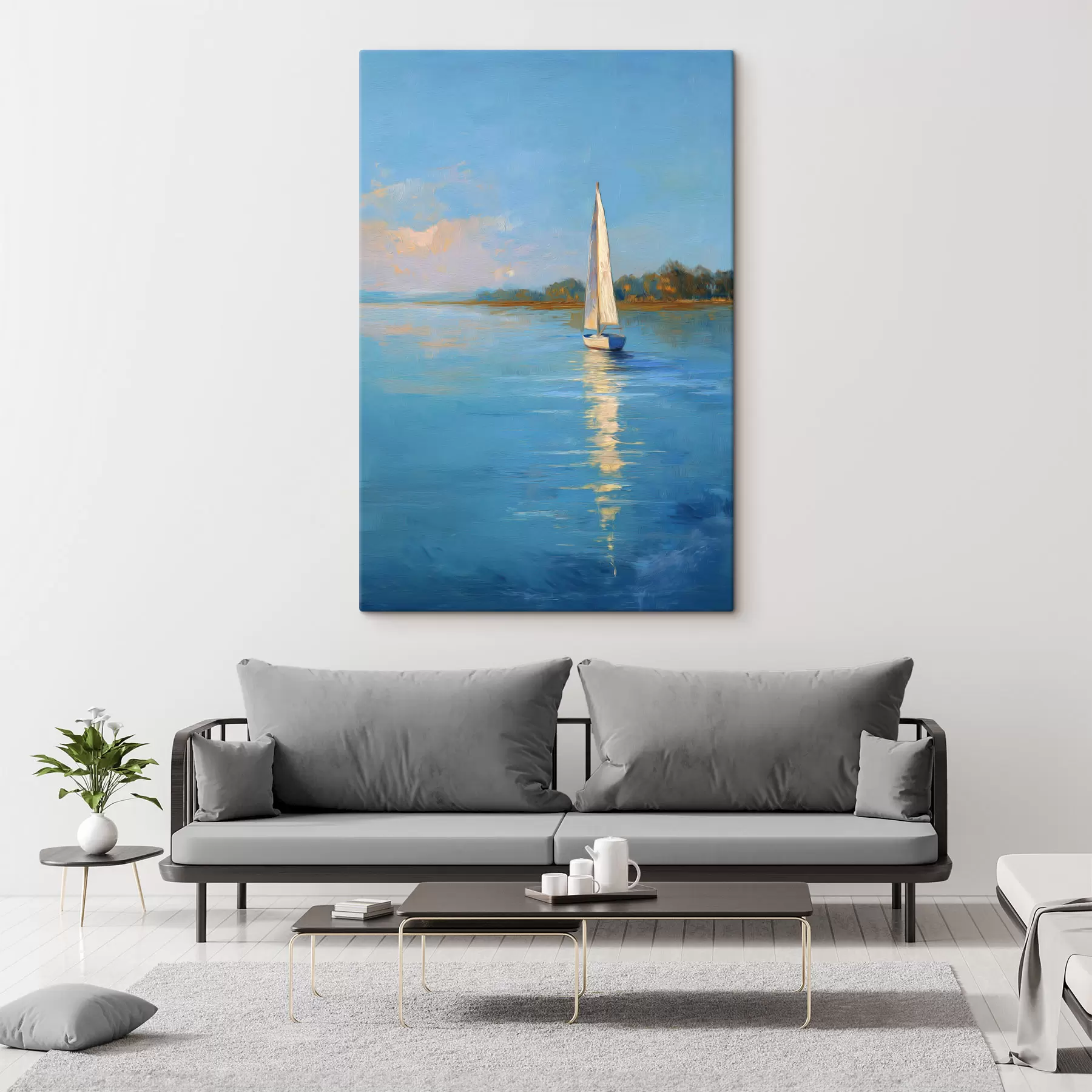 Fototapete Eine Yacht auf dem Fluss s49924