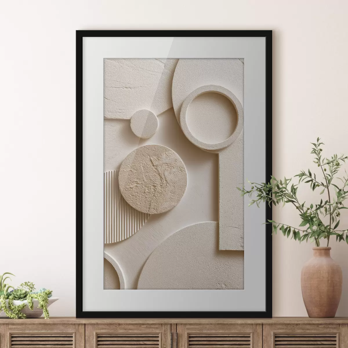 Poster Kreise im Relief f49917
