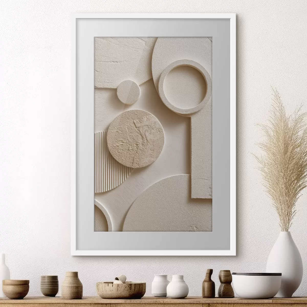 Poster Kreise im Relief f49917