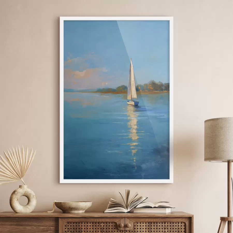 Fototapete Eine Yacht auf dem Fluss f49924