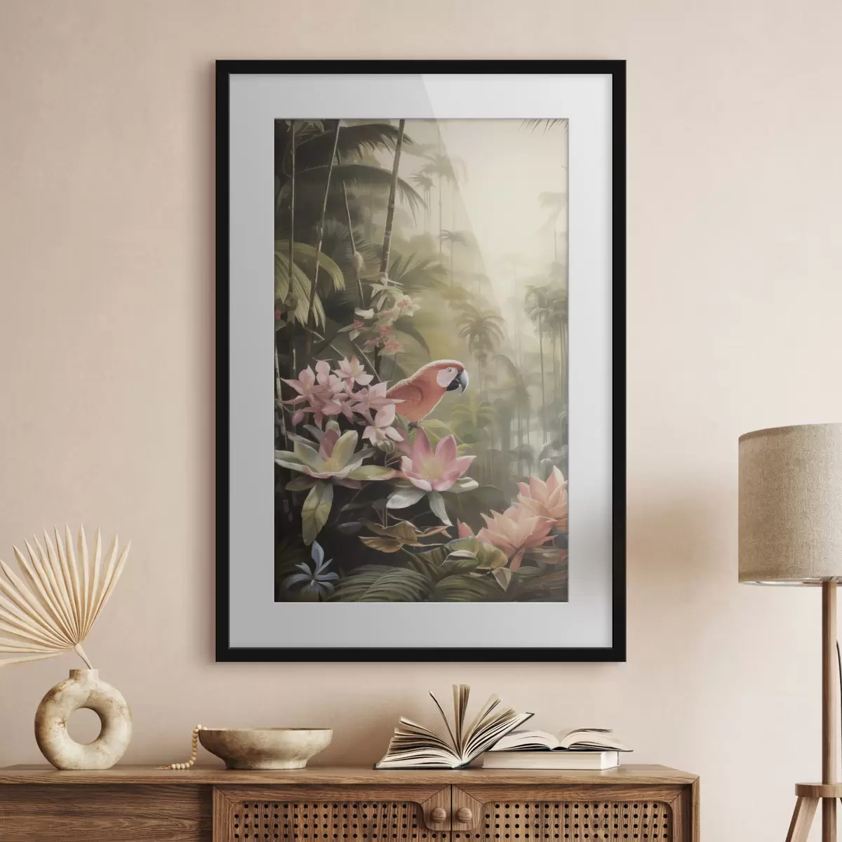 Poster Flamingo in den Tropen f50026