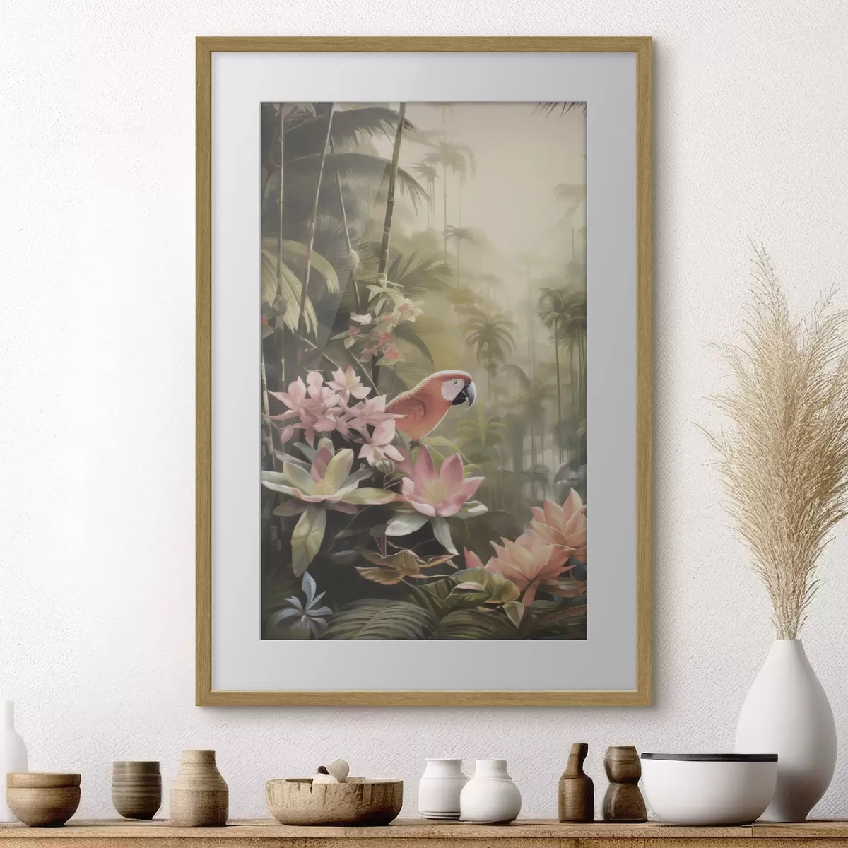 Poster Flamingo in den Tropen f50026