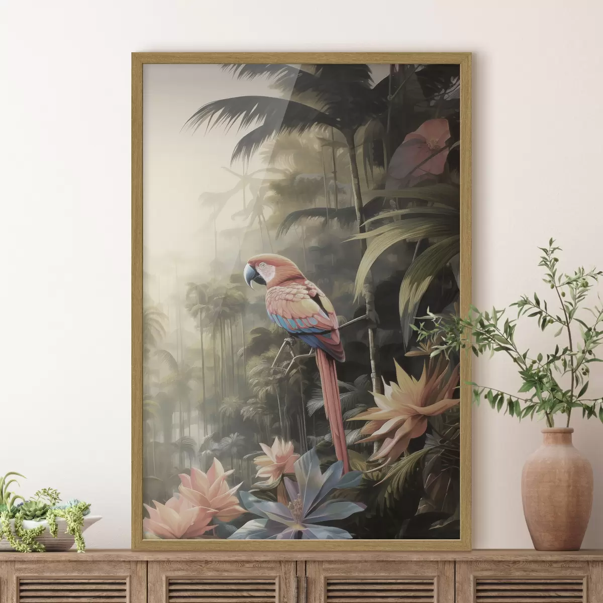 Poster Tropische Flamingos f50027