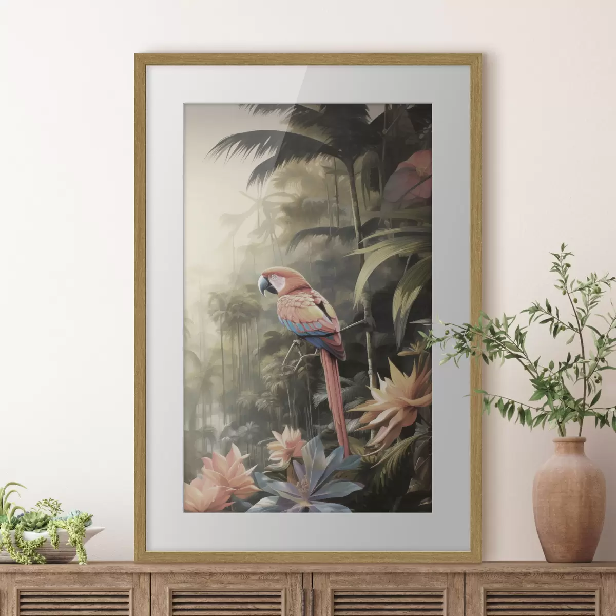 Poster Tropische Flamingos f50027