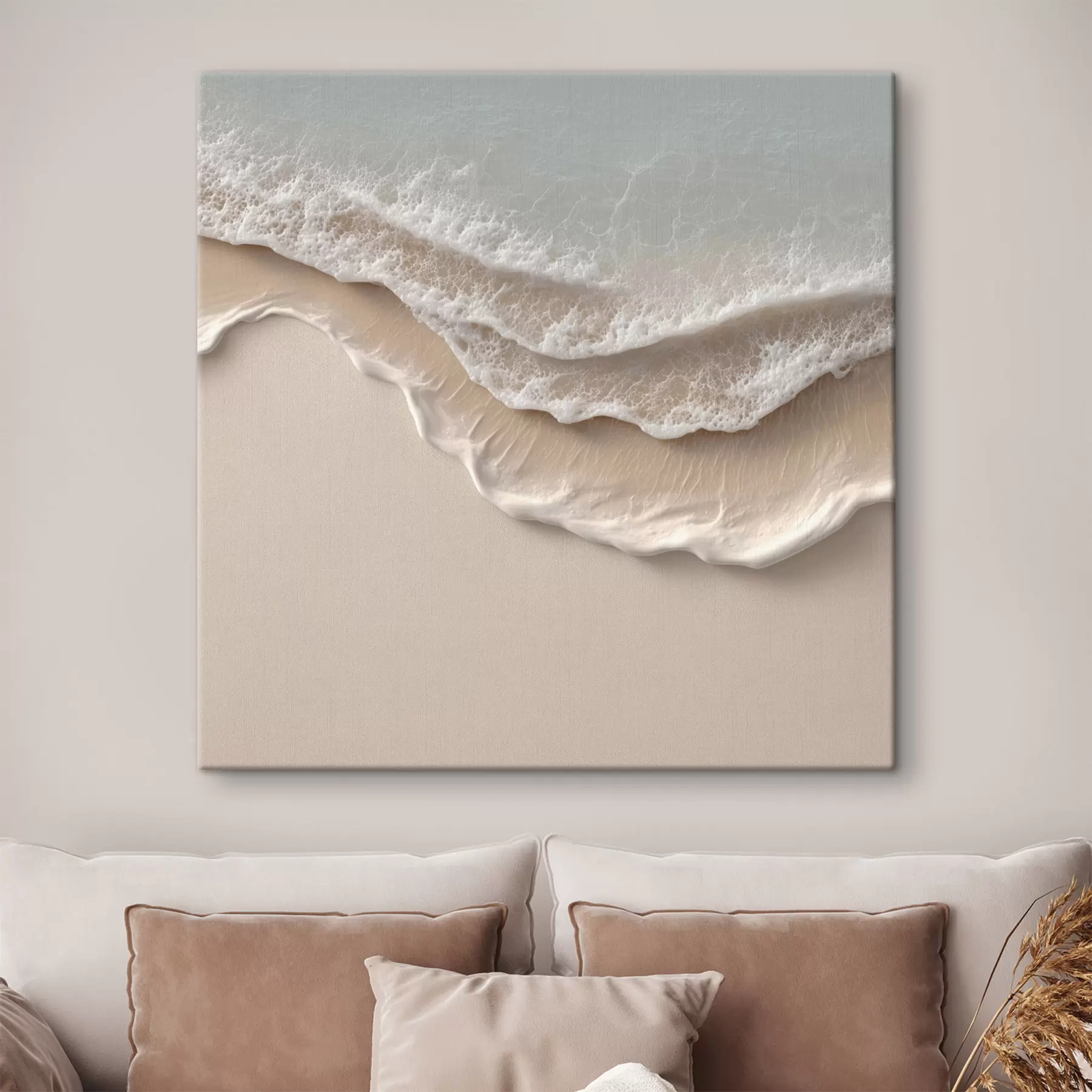 Fototapete Meereslandschaft mit einer sanften Schaumlinie im Aquarellstil s49715